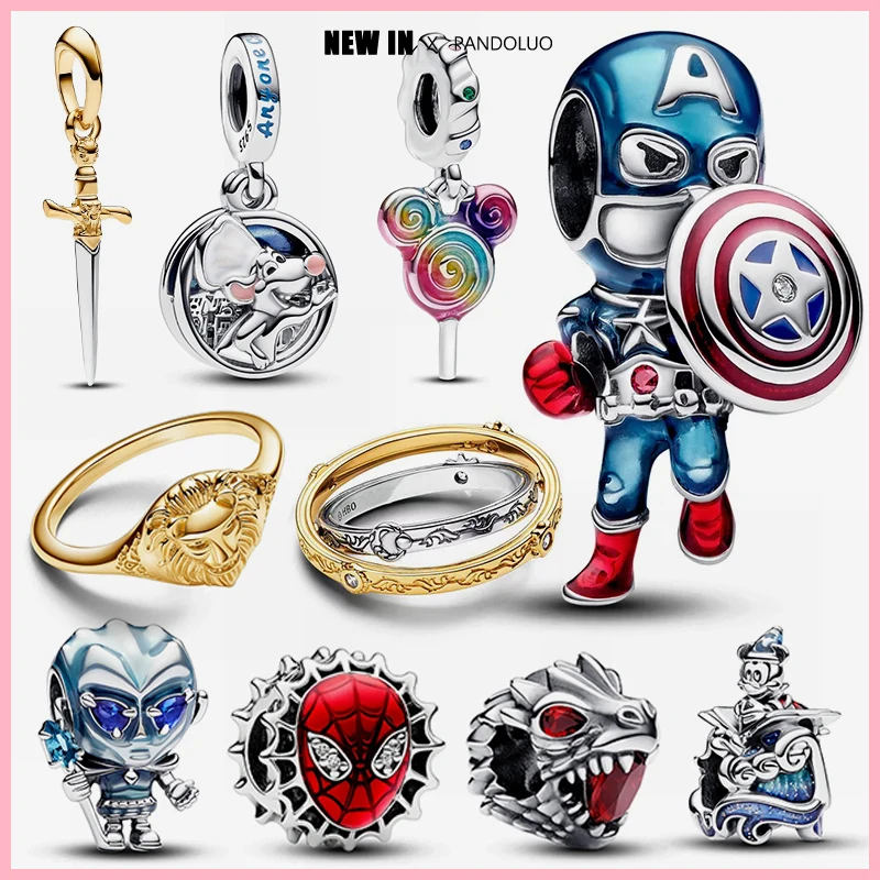 Baru di Marvel Captain America manik-manik jimat cocok gelang Pandora wanita 925 perak permainan Disney of Thrones DIY liontin manik perhiasan