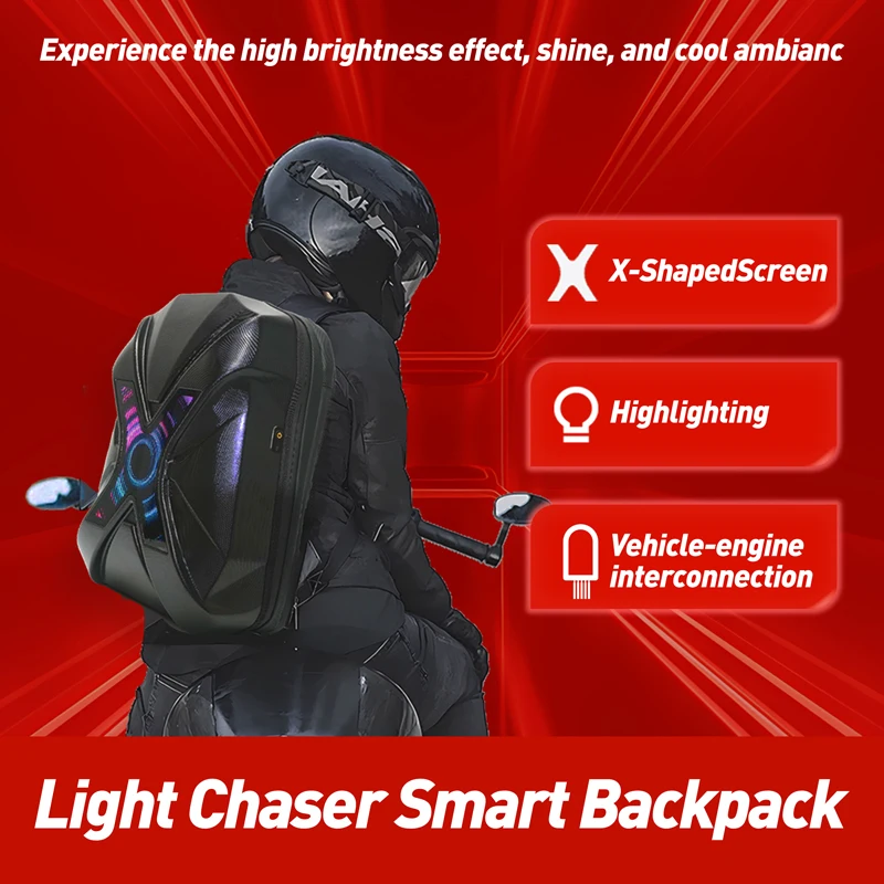 

LED Knight-rugzak harde schaal motorrijrugzak met grote capaciteit harde schaal laptoptas met knipperend LED-scherm APP-bedienin