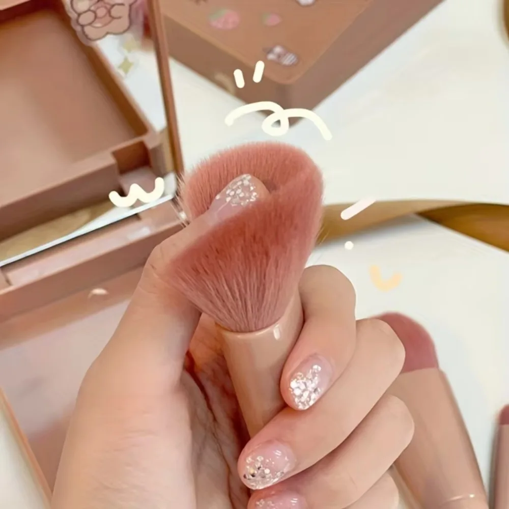 5-Piece Mini Makeup Brush Set with Mirror - Makeup Case with Mirror, Foundation Brush, Eyeshadow Brush, Foundation Blush Brush