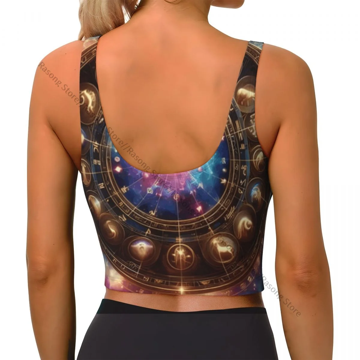 Women Sexy Sports Vest Astronomical Zodiac Signs In Space Female Streetwear Sport Lingerie Tee Crop Top