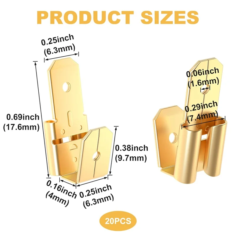 AD23-20Pcs Piggyback المجرف موصلات، 3 طرق محول مزدوج ذكر إلى أنثى واحدة غير معزول النحاس قطع الاتصال الكهربائي السريع