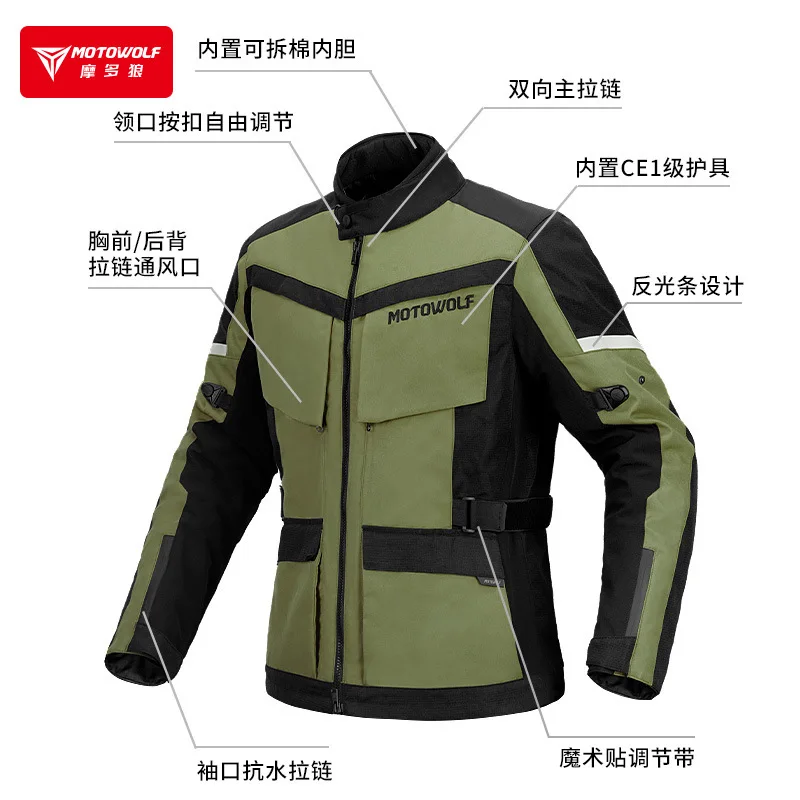 Winter Motorcycle Riding Jacket Windproof Warm Motor Riding Jacket Rally Suit Reflective Motocross Jacket Removable Inner Liner