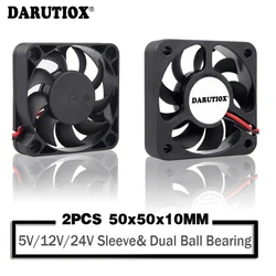 2 stück 5V 12V 24V 5010 50mm Fan Kugellager 50x50x10mm fan 5010 Lüfter 5cm PC Laptop Computer Kühler Lüfter Kühlkörper Fans