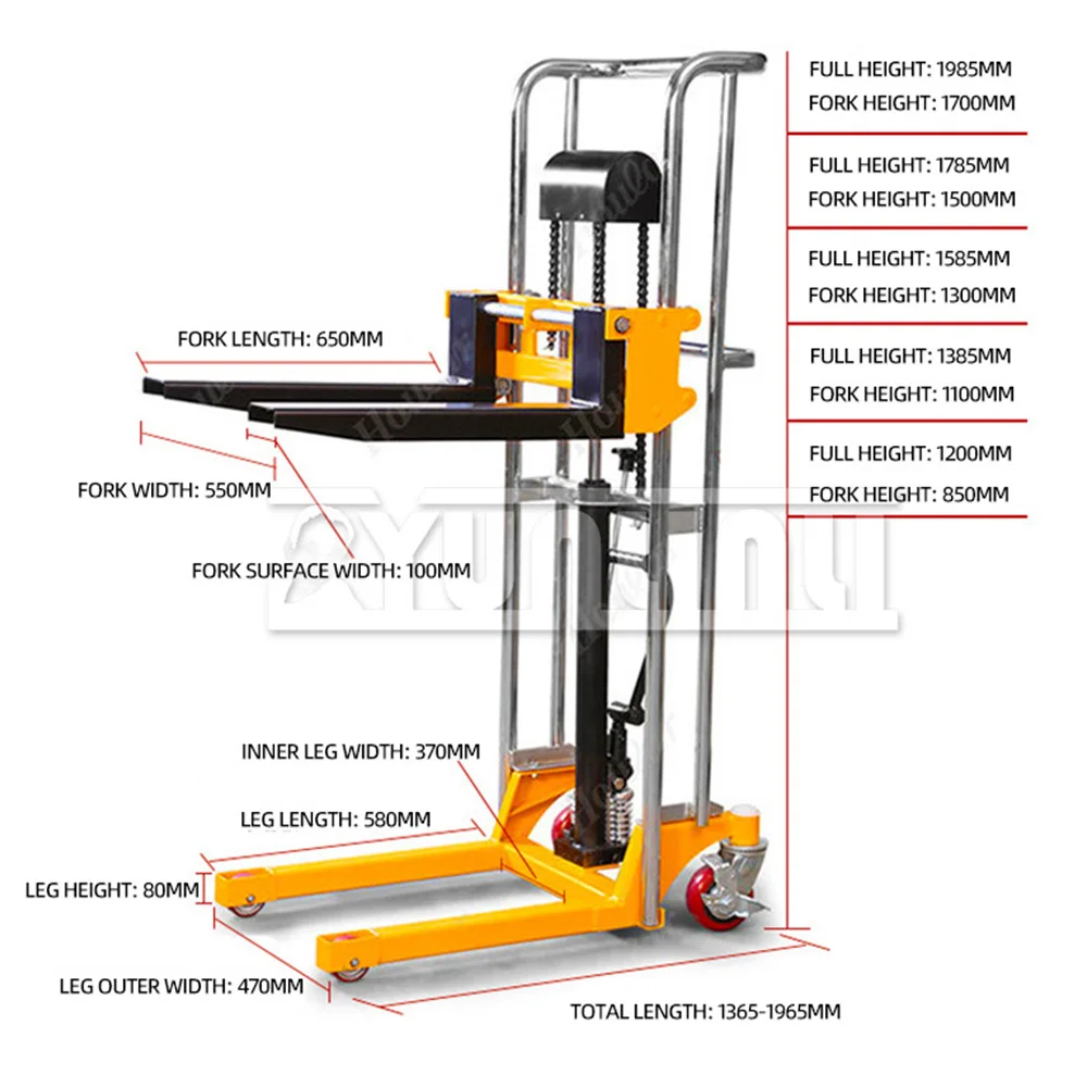 400kg Manual Electric Hydraulic Forklift Lifting Stacker Small Loading and Unloading Truck Cylinder Forklift Lifting Car