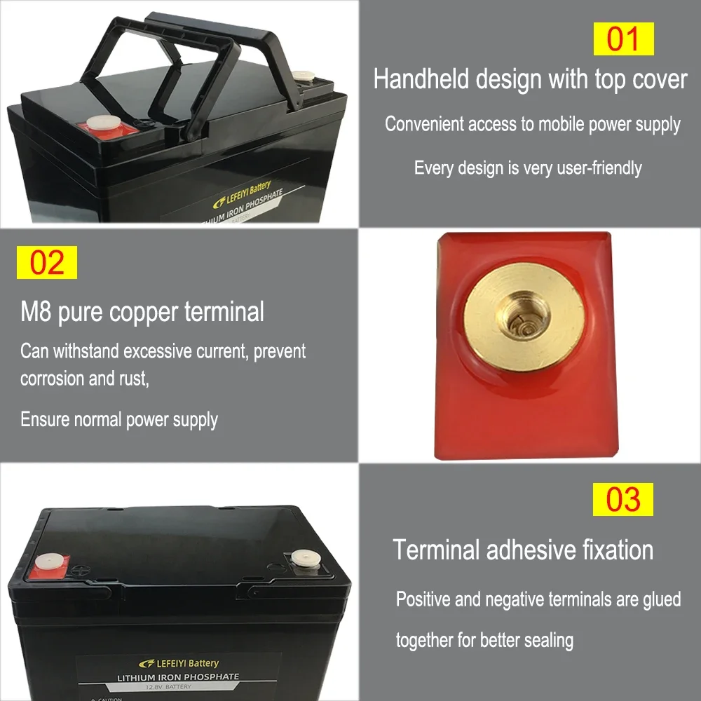Batteria ricaricabile Lifepo4 12V 80Ah per macchinina per bambini, lampioni solari e altri alimentatori per piccoli attrezzature