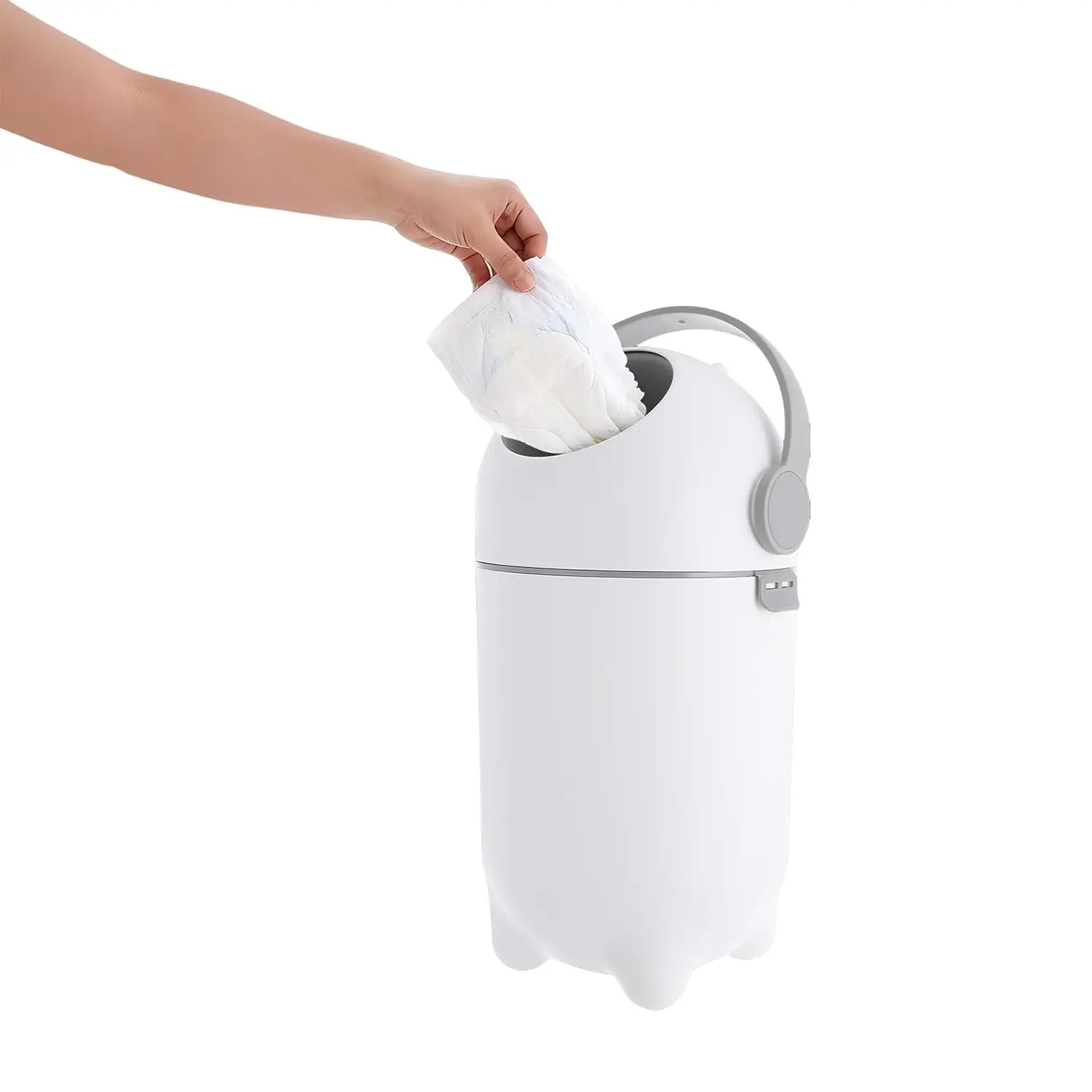 4 Gal Baby Diaper Trash Can, Odor Locking Diaper Pail with Airtight Lid, PP Nursery Bin Holds Up To 16 Diapers, One-Handed Use