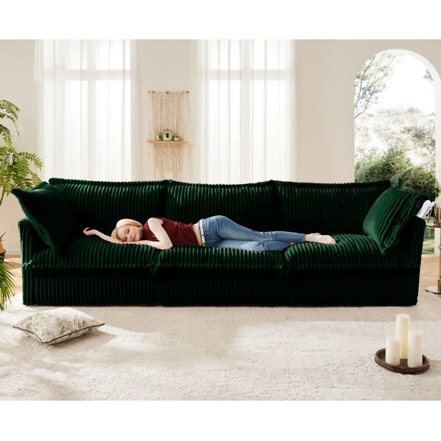 

Slipcovered Sofa Couch Modern 3 Seater Sofa with Suppleness Armrests Deep Seat Sofa with Soft Multiple Big Pillows Comfy Couch