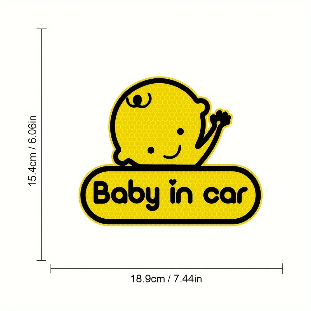1PC Reflective Baby in Car Car Stickers Waterproof Warning Night Safety Driving Vinyl Decals for Auto Rear Window Bumper Trunk