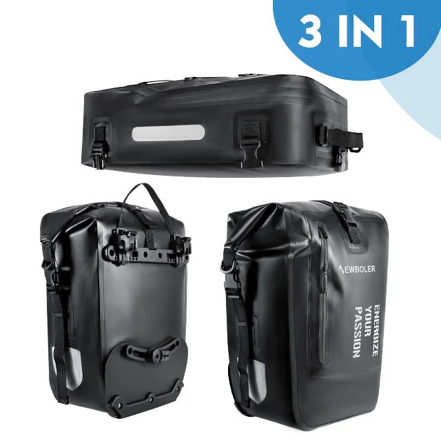 NEWBOLER 74L Fietstas met grote capaciteit 3-in-1 fietstas Waterdichte fietstas Fietsachterbank Rack Bag Fietsbagagetas