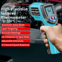 ZOYI Infrared thermometer High precision industrial oil temperature gun baking temperature measurement Kitchen thermometer