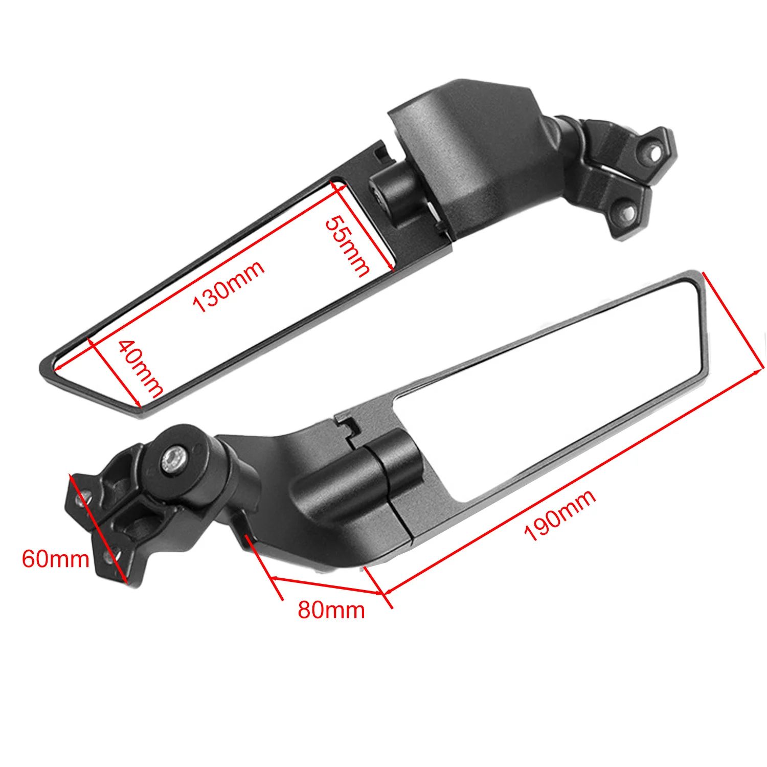 Motorcycle Rear View Mirrors Stealth Wind Wing side Mirror 360°Adjustable For Ninja 400 650 ZX10R ZX6R GSXR600-1000R CBR 250R