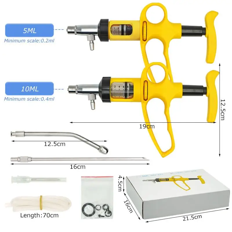 Pistola de taladro veterinaria de 5Ml/10Ml, inyector de ganado, dispensador de drogas para animales de granja, jeringa de alimentación de caballos y ovejas, jeringa de vacuna para ganado