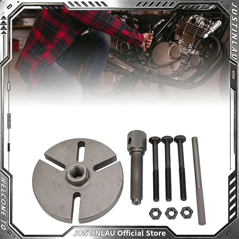 JUSTINLAU Motorcycle Flywheel Puller Kit, Generator Coil Magnetic Motor Pull Tool, Heavy Duty Specialized Repair Accessory