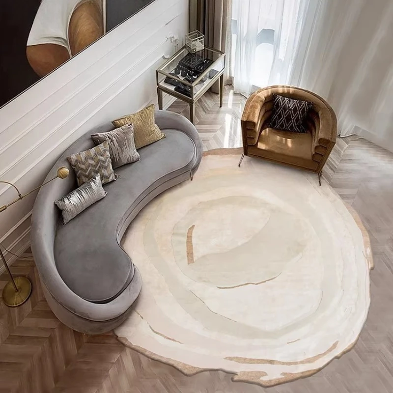 Cream Style Carpets for Living Room Light Luxury Bedroom Decor Carpet Fluffy Soft Irregular Shape Rug Home Thick Plush Floor Mat