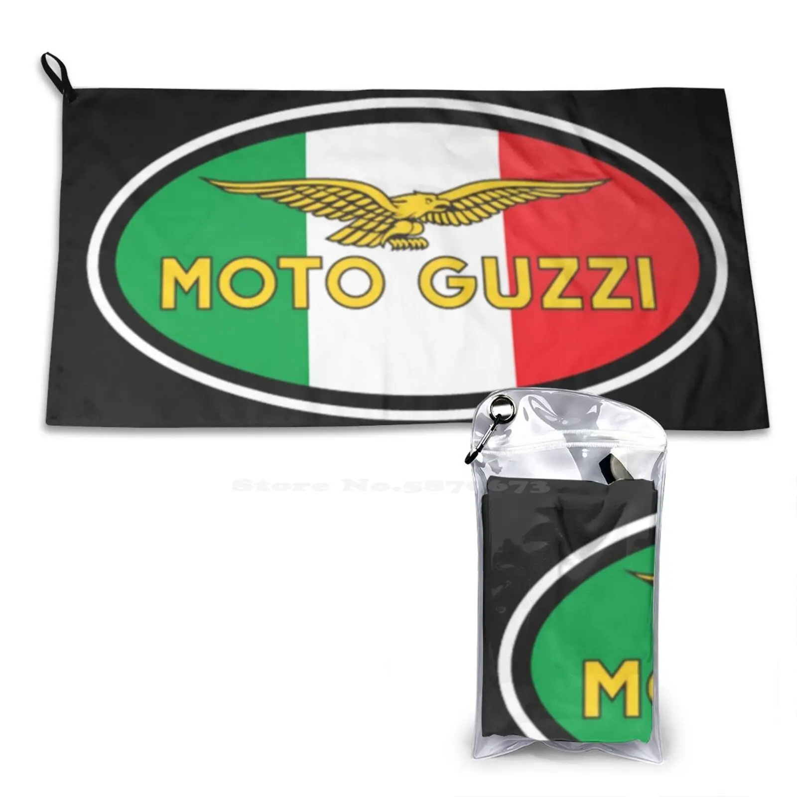 Guzzi Logo On Italian Flag Colours 3D Print Pattern Towel Soft Towel Moto Guzzi Spada Strada California Corsa Audace Bellagio