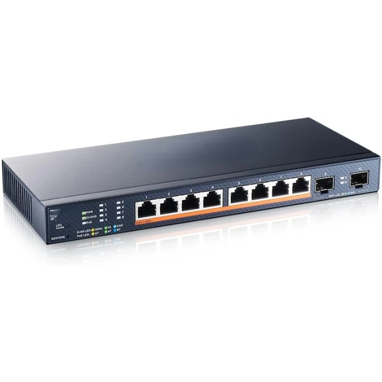 8-Port Multi-Gig 2.5G Cloud/Smart Managed PoE++ Switch @130W with 8 x PoE++(60W)| 2 x 10G SFP+