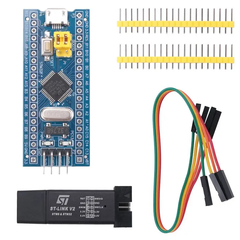 ABZW ST-Link V2 Programming Unit Emulator Downloader + 40Pin STM32F103C6T6 STM32 SWD Minimum System Board Micro-USB