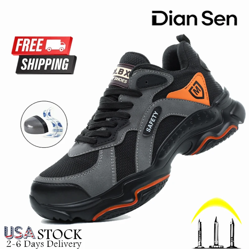 

Мужские рабочие ботинки, рабочие ботинки со стальным носком, противоударная, противопрокольная обувь, легкие дышащие кроссовки, нескользящие походные ботинки