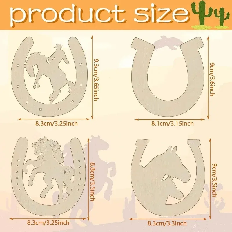 24pcs Wooden Horseshoes Cutout for Crafts DIY Unfinished Wood Horseshoes Christmas Cowboy Decor Western Party Decor Crafts