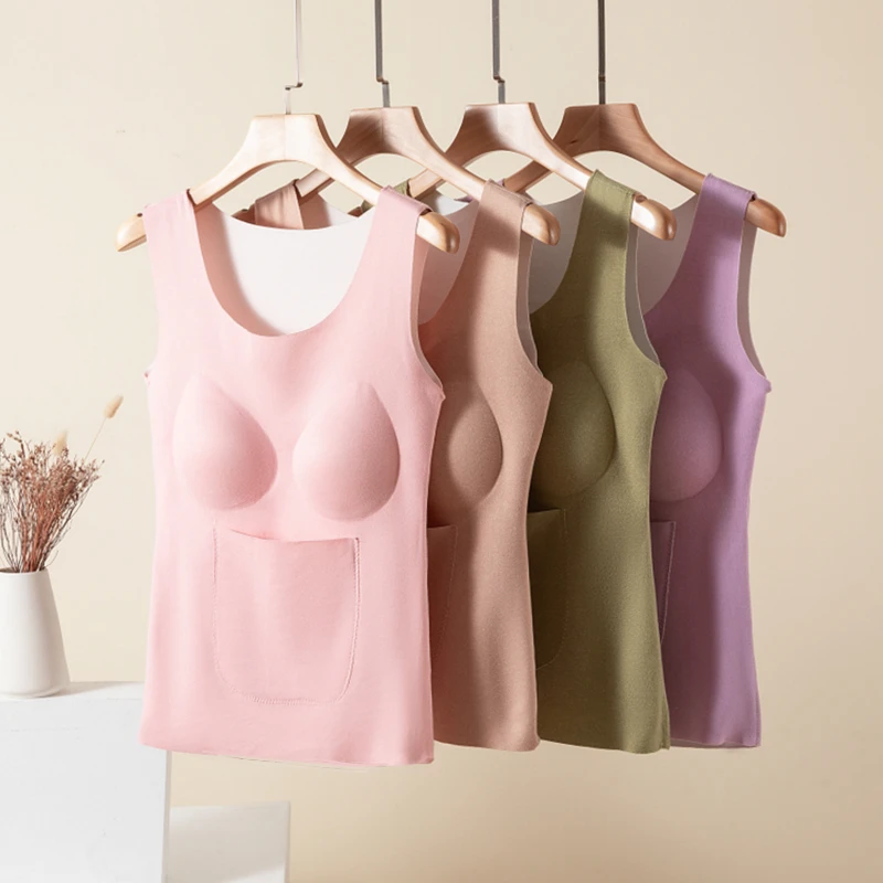Thickened German Velvet Warmth Women's Vest Autumn Winter Underwear Base Layer with Chest Pad Belly And Waist Protection