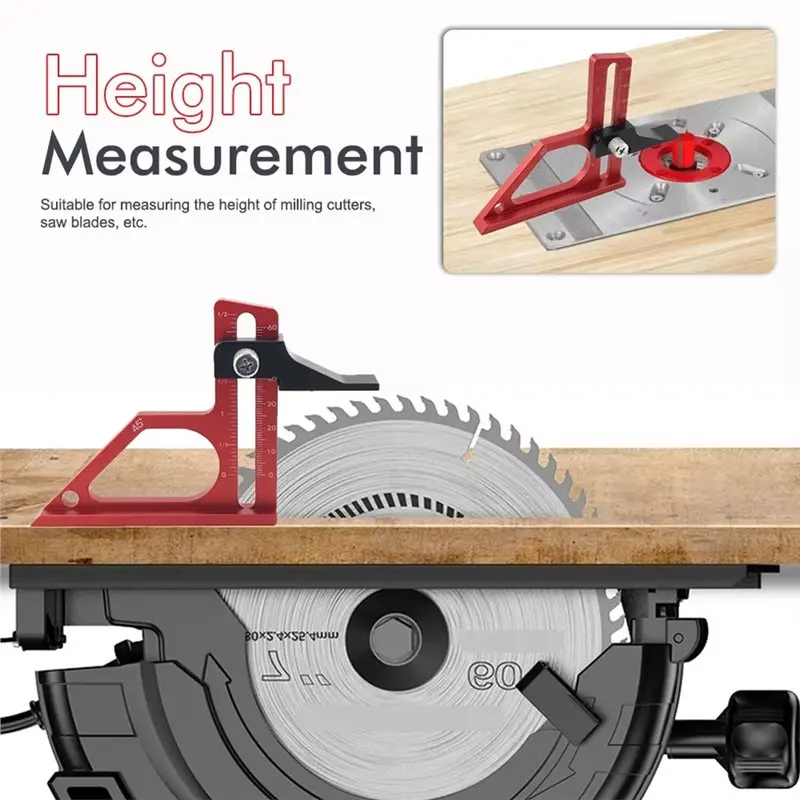 Table Saw Depth Gauge Adjustable 0-60Mm Aluminum Alloy Metricandinch Router Bits Setting Blade Metric Inch Scale Bench