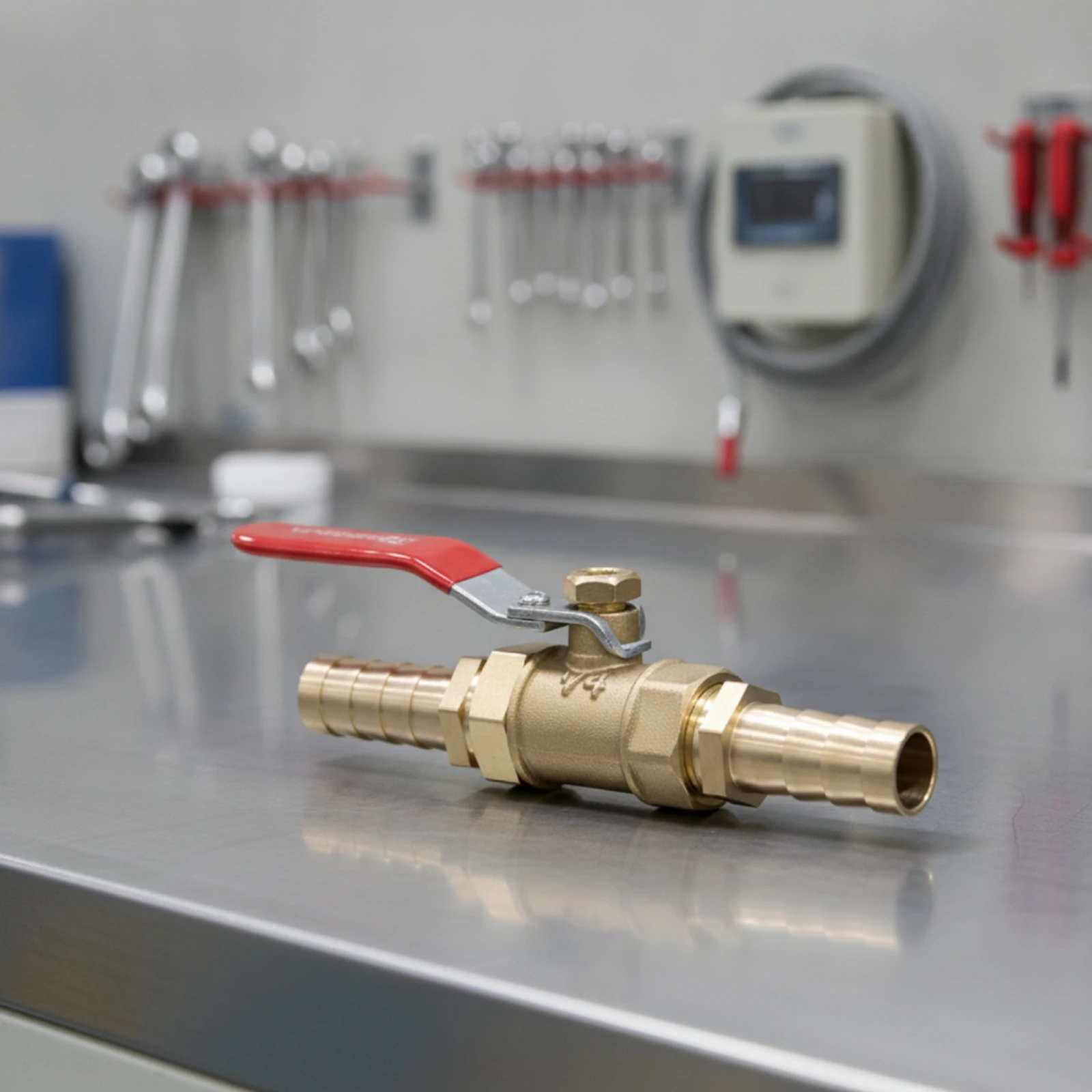 Brass Ball Valve with Lever Handle Quick Shutoff Inline Air Valve with Hose Barb Hose Barb Fitting Pneumatic Compact for DIYers