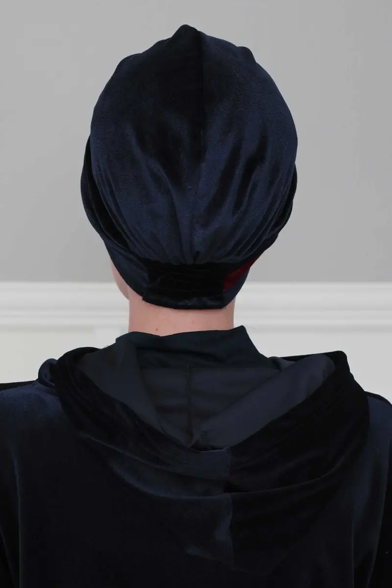 Doppel farbe samt Knochen navy blau