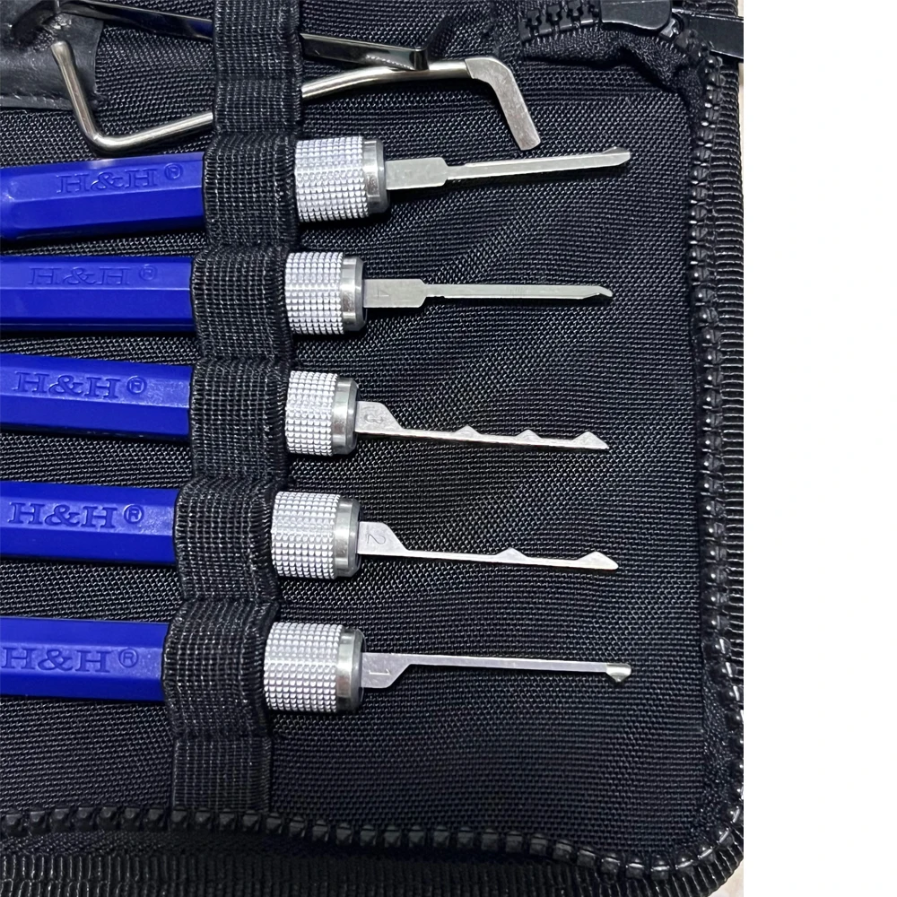 Blue Handle Dimple Lock 10Pcs Civilian Lock Hook Wave Set Hardware Tools