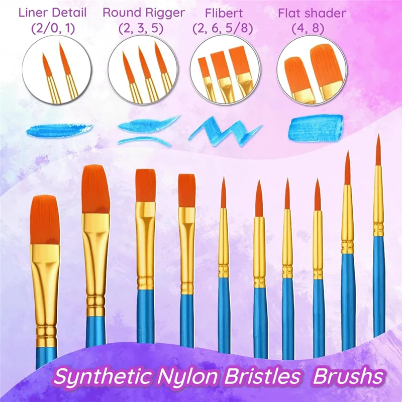 

【Шоппер - Фаворит!】Набор кистей и палит из 264 шт., 24 упаковки из 240 шт. кистей для рисования оптом, 24 лотка для красок, Artist Acr