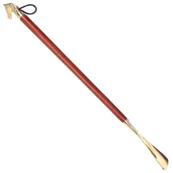 56CM Long Handle Shoehorn Shoe Puller With Brass Metal Head Smooth Wood Shoe Lifter Gift For Reduce Bending Durable Household