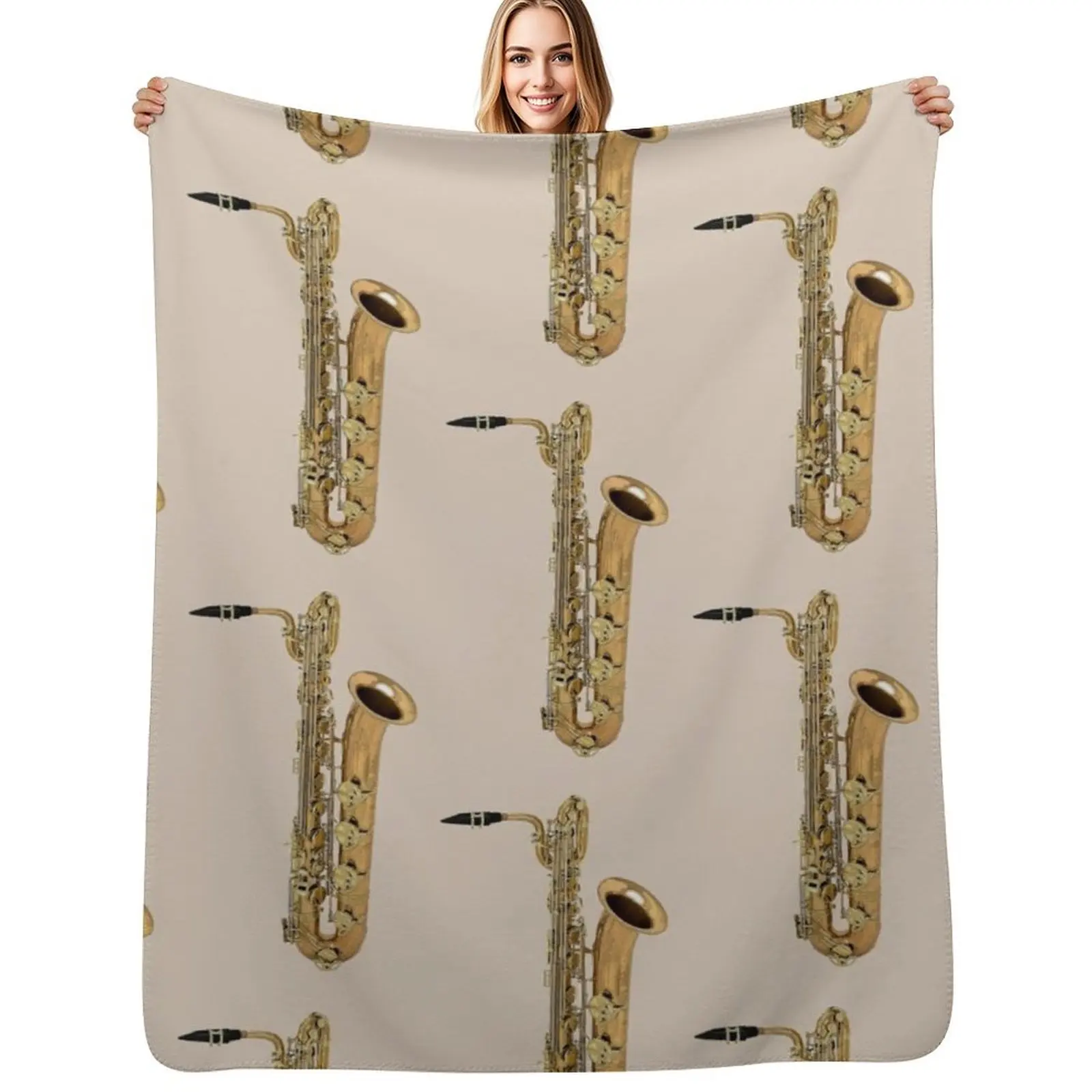 Big Baritone Saxophone Throw Blanket Cute Hairy Sofas for babies heavy to sleep Camping Blankets