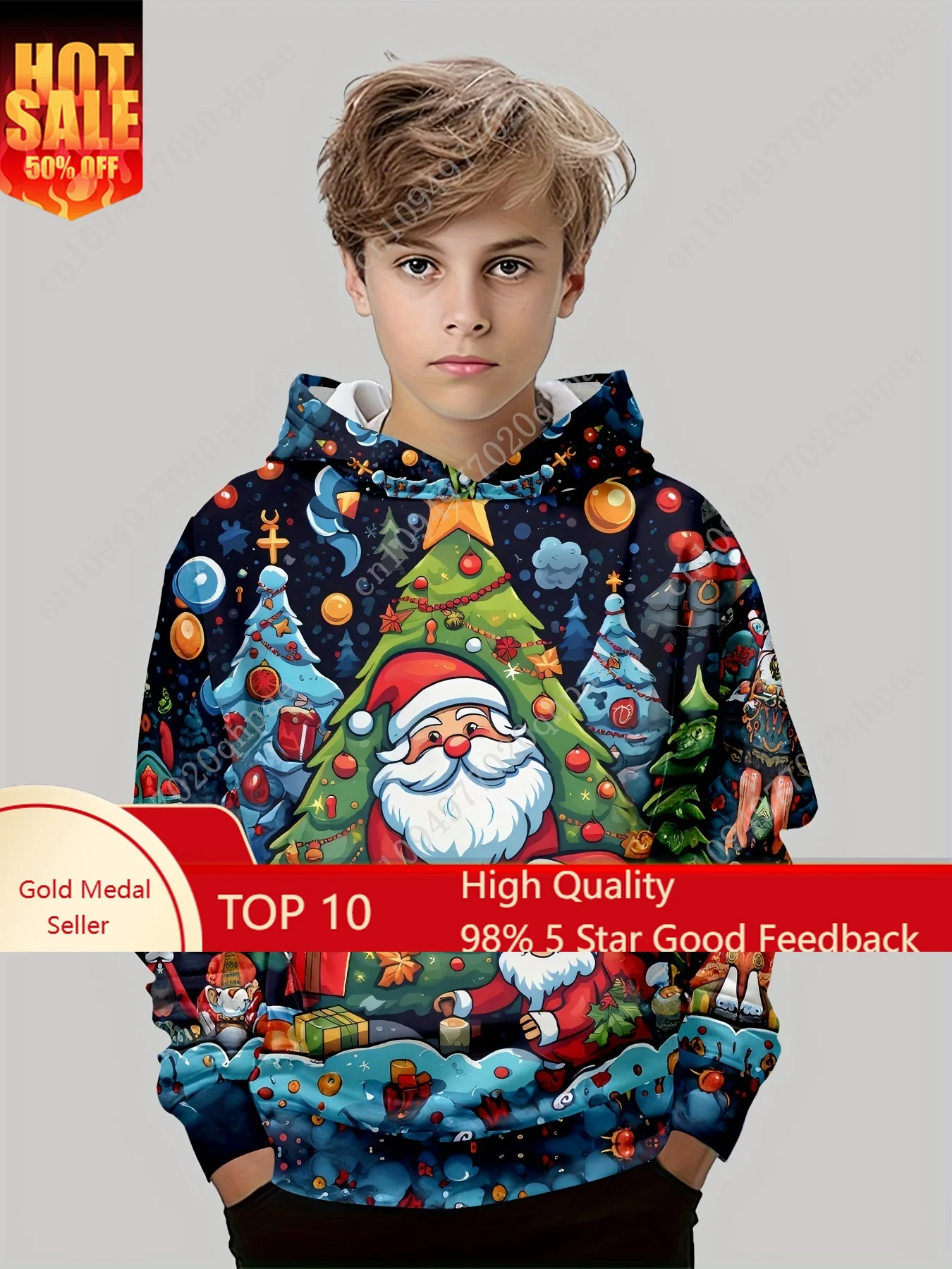 

Kids Clothes Funny Christmas Hoodies Santa Claus Reindeer Long Sleeve Thin Sweatshirt for Boys Girls 2-10Y Xmas Gift for Child