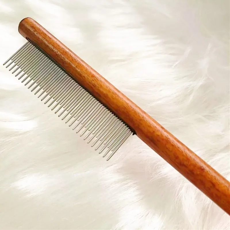 

Cat Comb Wooden Handle Cat Hair Comb Stainless Steel Pet Hair Remover Pet Grooming Massage Dog Brush Cleaning Tool Pets Supplies