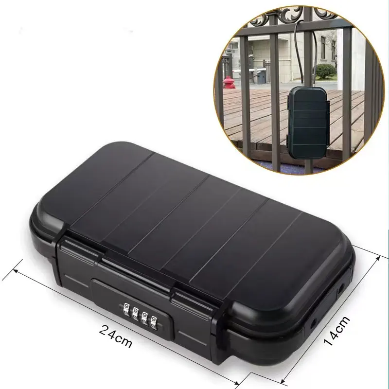 

Safe Lock Box Portable Safe Case 4-Digit Combination Lock With Rope Outdoor Camp Hiking Sports Gym Security Storage Key Box