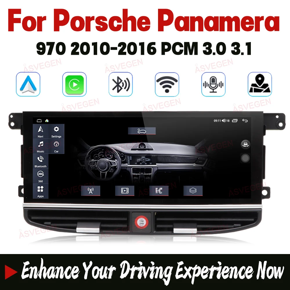 Unidad Principal Android 14 de 12.3 Pulgadas para Porsche Panamera 970 2010-2016 PCM 3.0 3.1, Navegación GPS, 8 Núcleos, CarPlay Inalámbrico, Android Auto