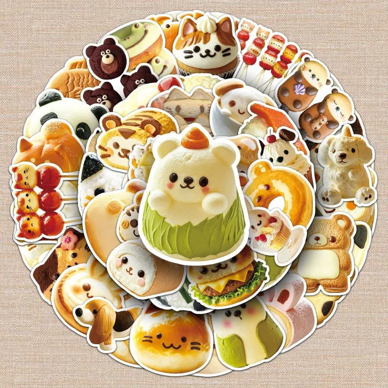 

50 Sheets Animal Shaped Food Stickers Cute Cartoon Decal Fot Laptop Kawaii Scrapbooking Supplies Creative DIY Photocard Stickers