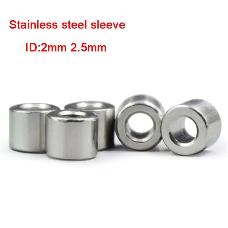 5-10pcs Stainless Steel Shaft Bushing Wear Resistant Bushing Inner Guide Sleeve No Thread Bushing Id 2mm2.5mm Od 1.5/2/2.5~16mm