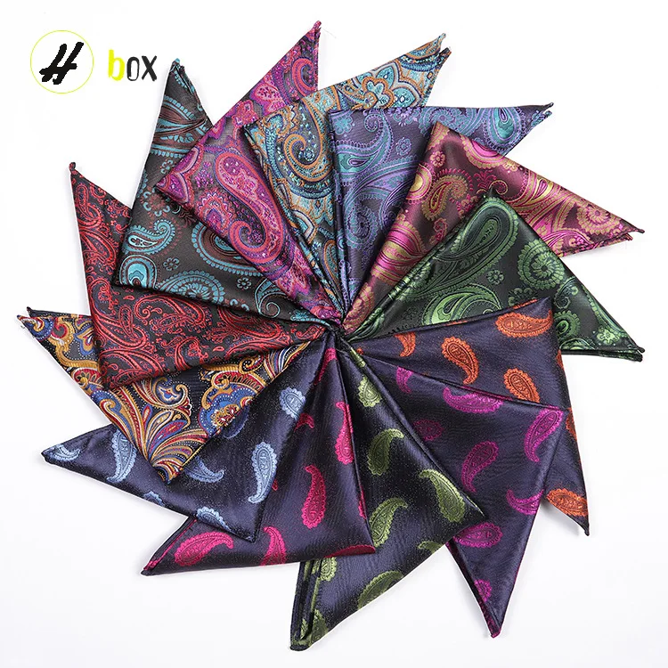 Men's Paisley Pocket Square Cashew Flower Jacquard Suit Handkerchief Formal Hanky For Wedding Banquet Business Gentleman Gift