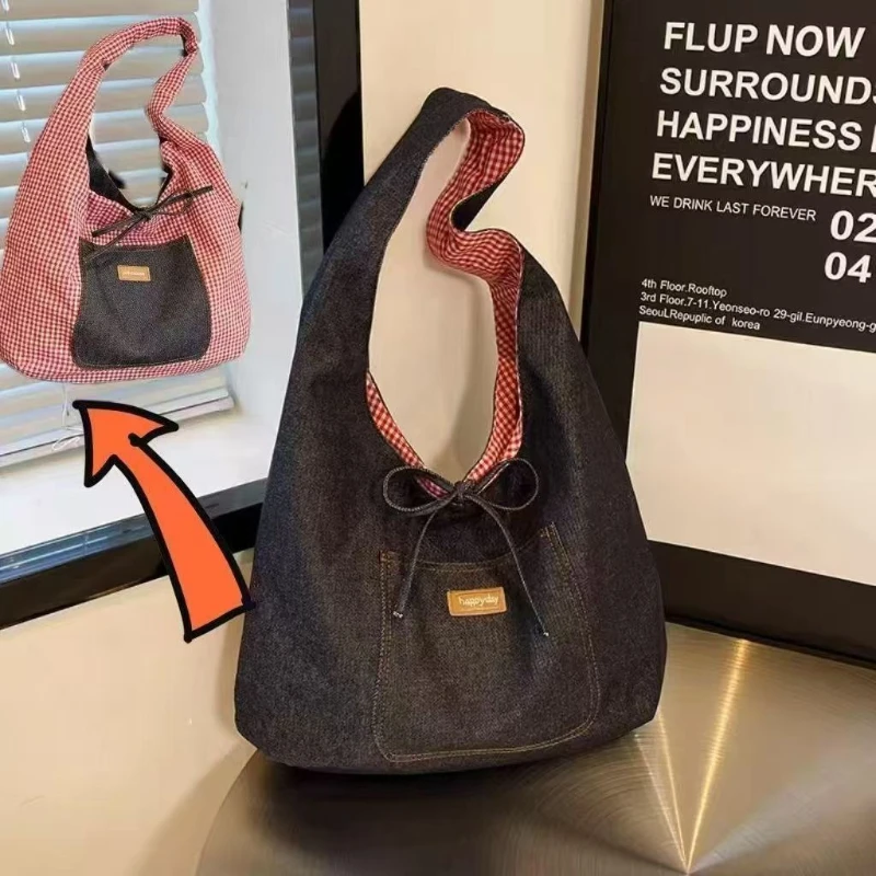 

Denim Single Shoulder bag Casual Female Totes bags Large Capacity Designer Handbag Cute Original Hobos bags