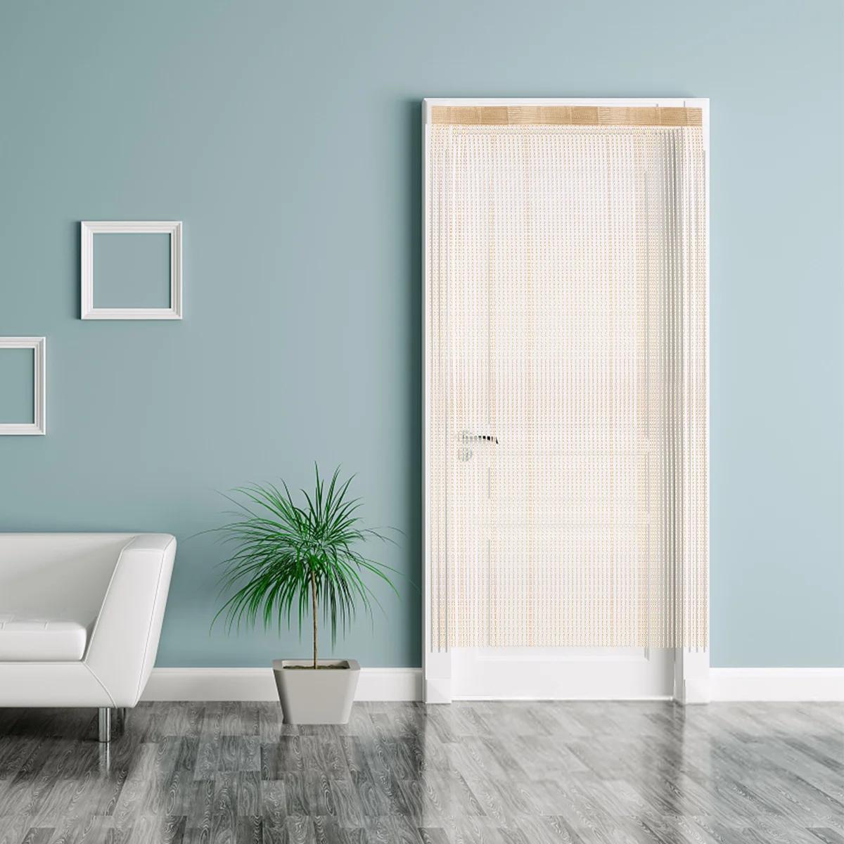 

1Pcs Dense Thread Curtain 2M X 1M Monochrome Polyester Door Curtain Elegant Style Home Decor Easy to Disassemble