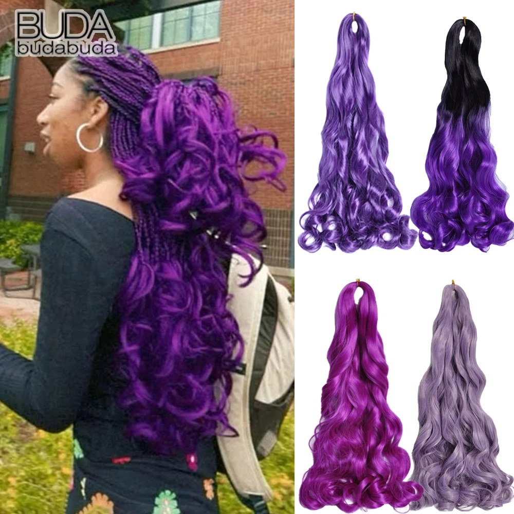 

French Curl Braiding Hair 24”Synthetic Loose Wavy Braiding Hair Extensions French Curl Crochet Braids Hair Pre Stretched Bouncy