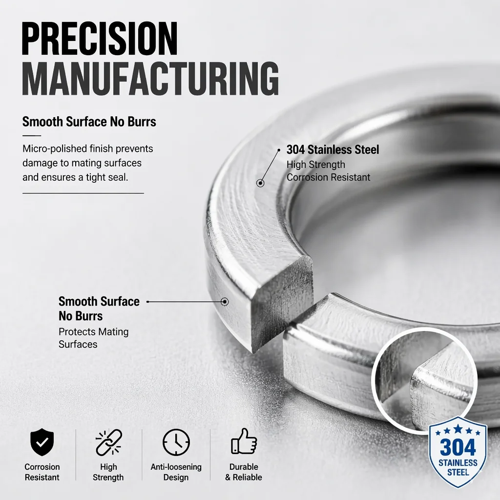 M1.6 M2 M2.5 M3 M3.5 M4 M5 M6 M8 M10 M12 M14 M16 M20 M24 GB93 A2-70 304 Stainless Steel Spring Split Lock Washer Elastic Gasket