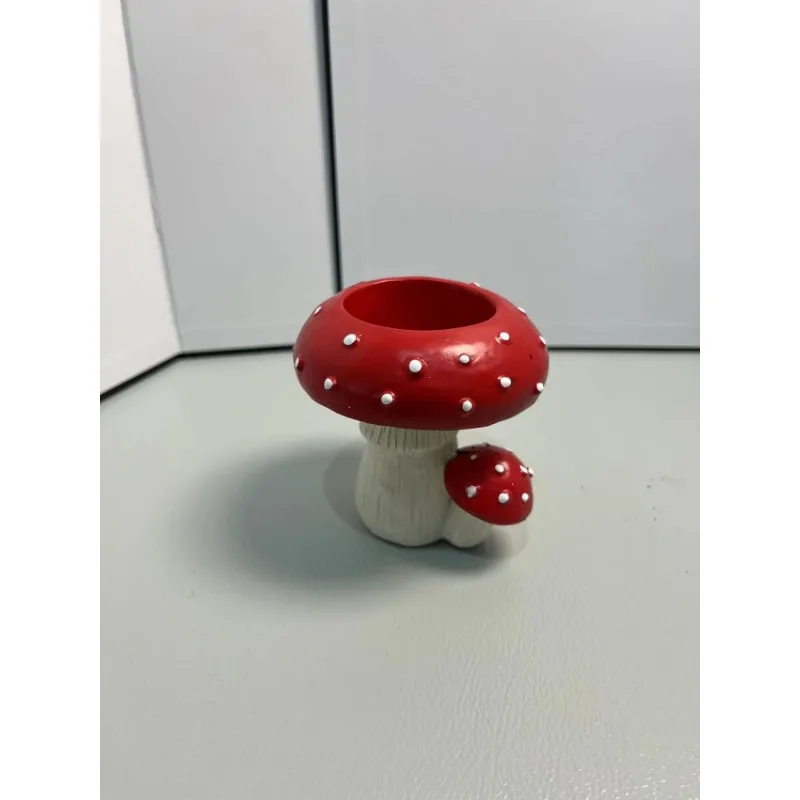 2024 New Simulated Small Mushroom Home Decoration Mushroom Candlestick Mushroom Tea Candle Candlestick Resin Crafts Ornament