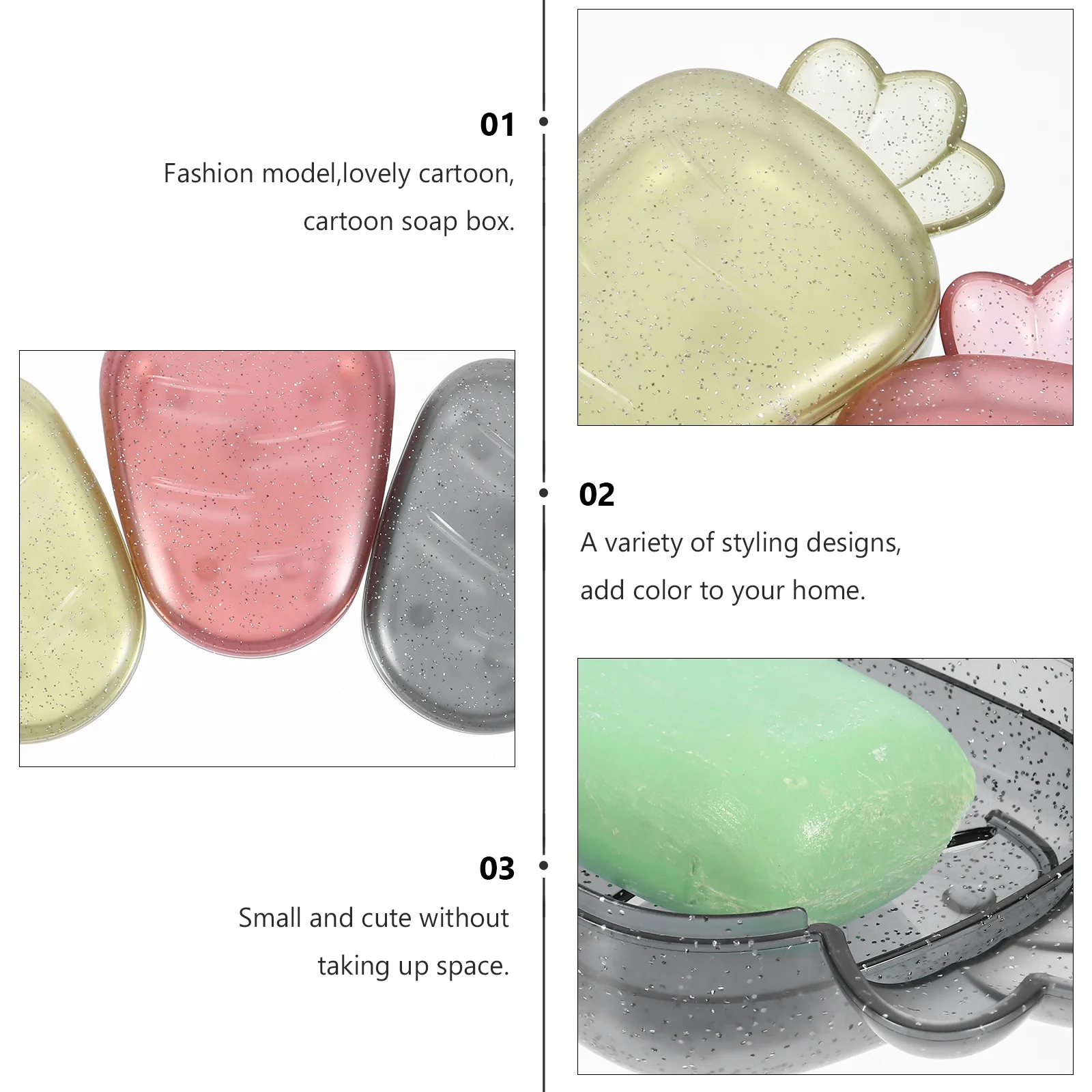 

3Pcs Creative Cartoon Soap Dish Double Drain Soap Holder Carrot Shape Bathroom Accessory Travel Gym Use