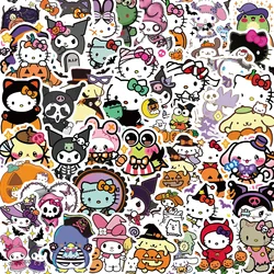 10/30/52PCS Kawaii Hello Kitty Kulomi Pumpkin Stickers Sanrio Cartoon Halloween Decoration DIY Notebook Fridge Luggage Kids Toys