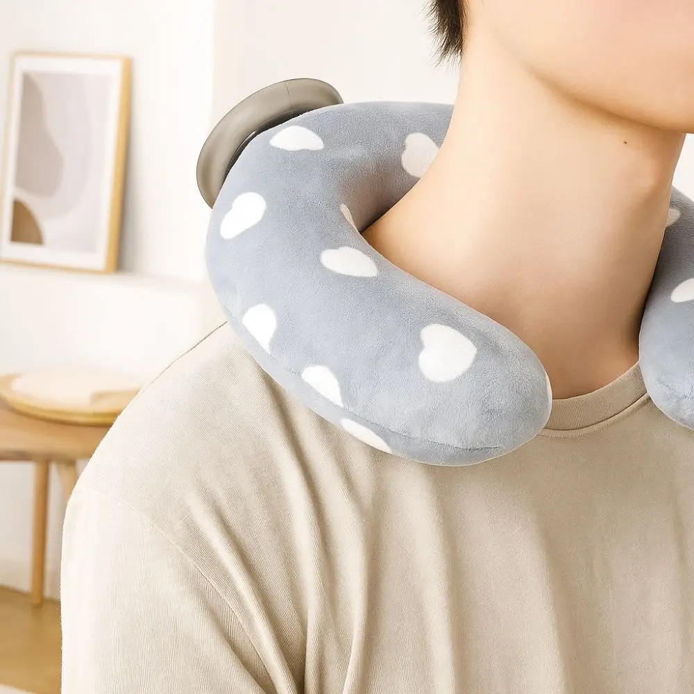 

PVC U-shaped Neck Hot Water Bag Portable Reusable Icy Cooling Neck Bag Knitted Cover Hot-water Bag Neck Support Sports