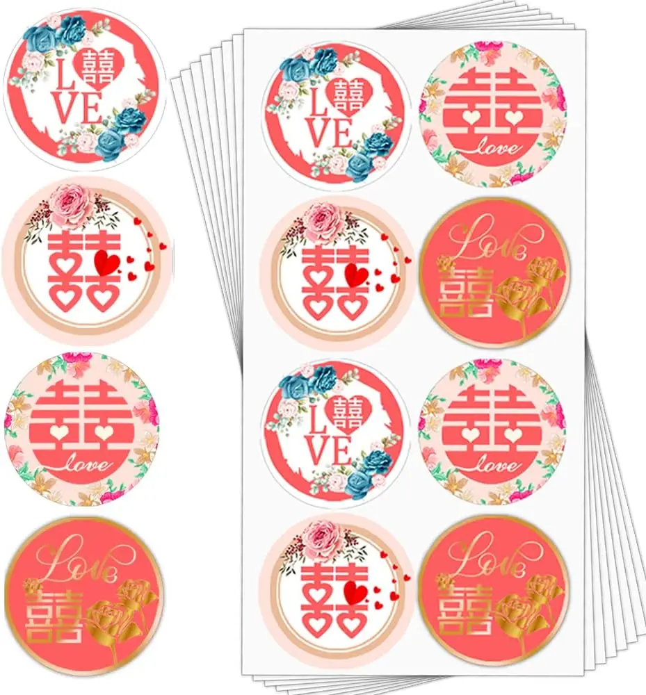 

Chinese Traditional Wedding Sticker,2"Red Wedding New House Layout Props for Doors,Windows 250Pcs