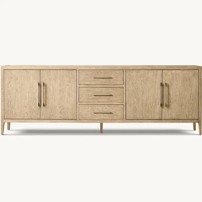 Country classic design storage storage TV cabinet living room solid wood light luxury audio-visual cabinet
