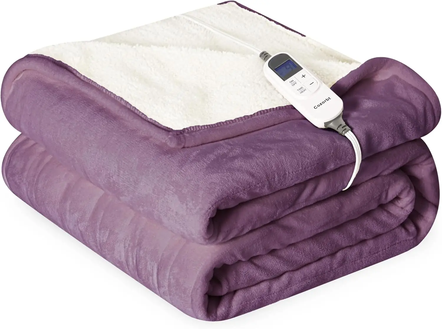 

Twin Size Electric Blanket 62x84 Inches, Reversible Flannel & Sherpa with 10 Heat Settings, 12-Hour Timer, Auto Shut-Off