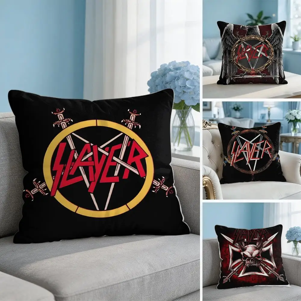 Classic Band S-Slayer Cushion Cover Soft Short Plush Throw Pillow Cover Hidden Zipper Cutecore Sofa Bedroom Home Decor